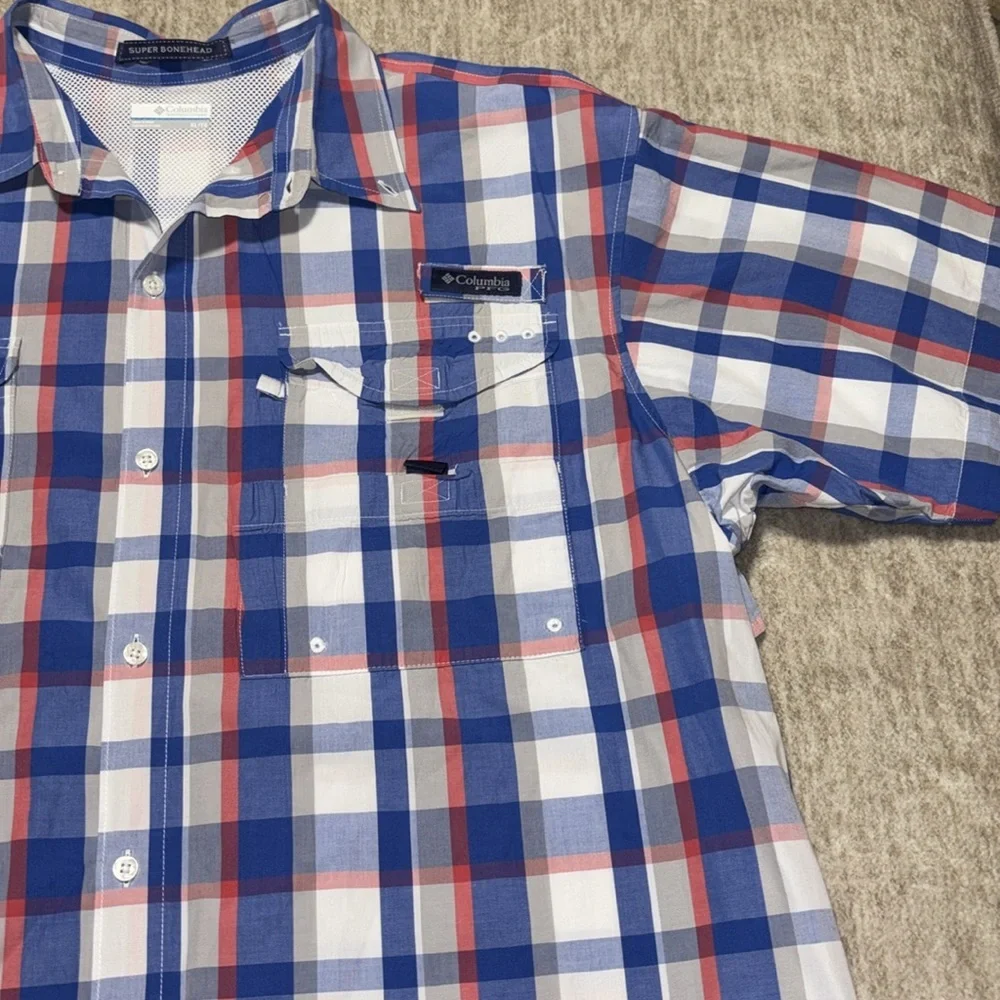 XL Columbia PFG Shirt Red white and Blue Memorial Day 4th of July Super Bonehead - Picture 3 of 6